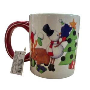 New Russ Berrie & Co Christmas Holiday Coffee Tea‎ Mug Snowman Santa Reindeer